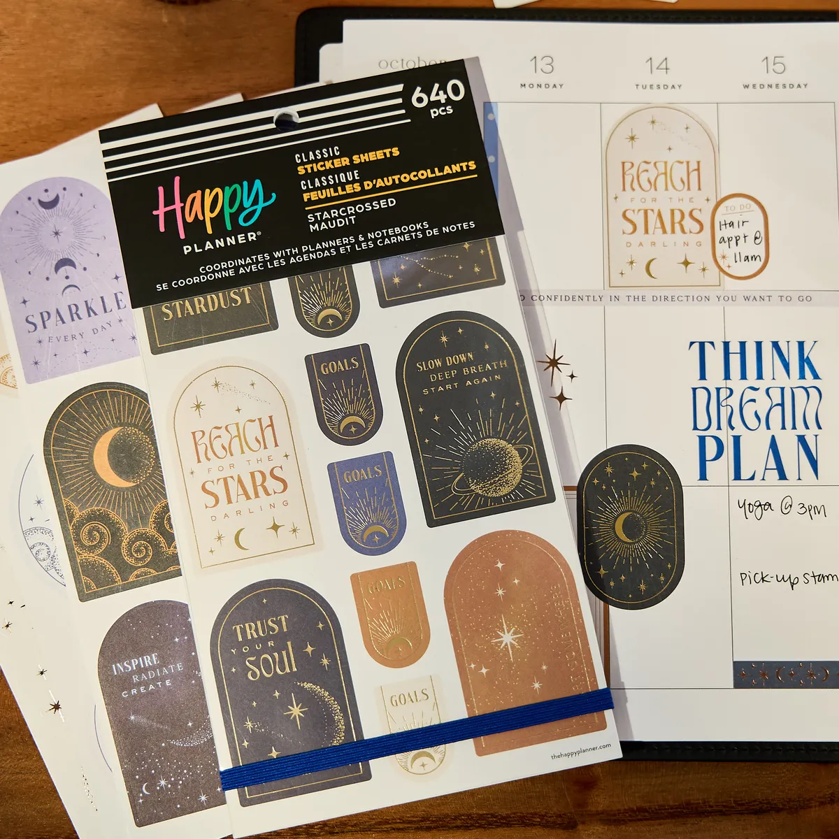 Happy Planner Starcrossed stickers 640 neutre