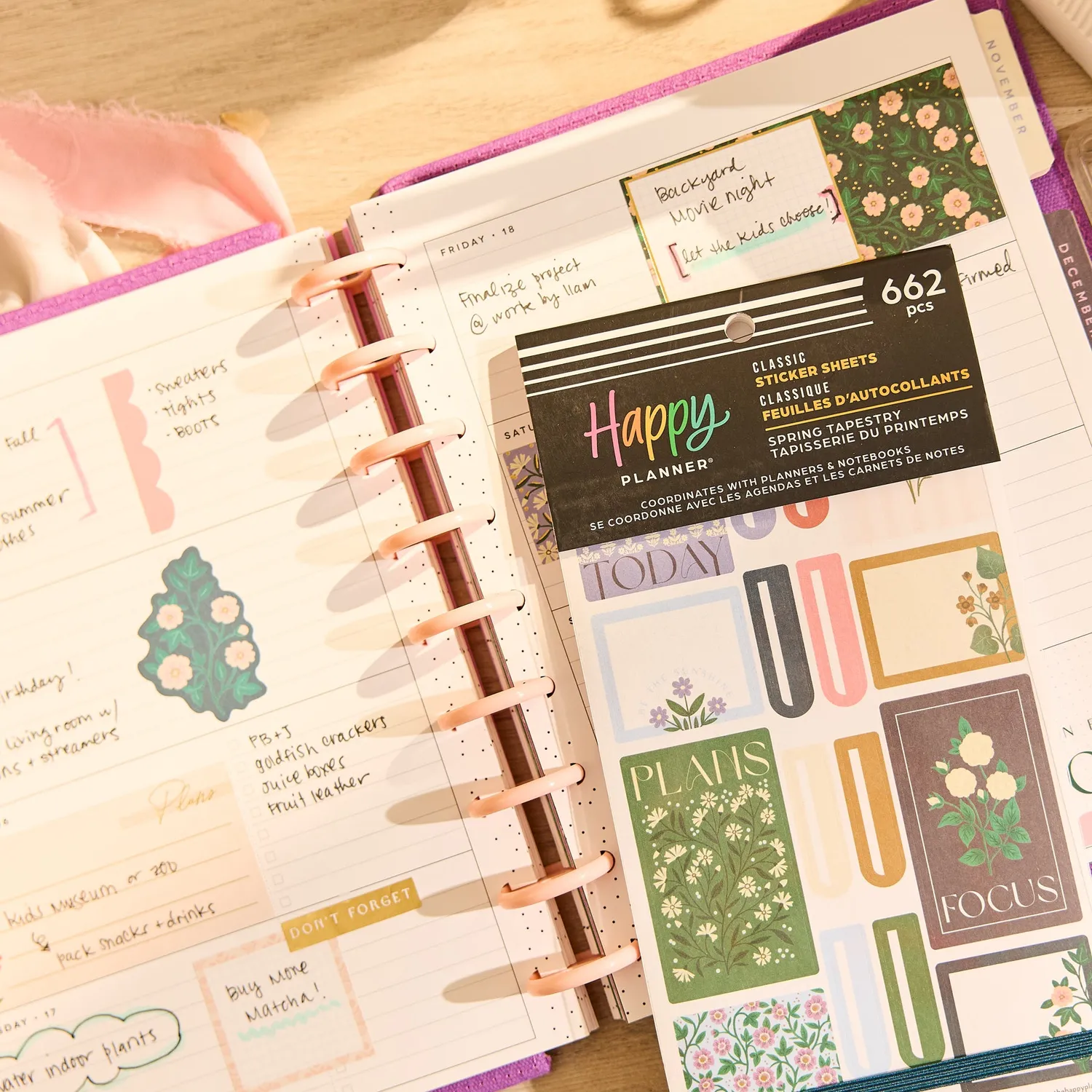 Happy Planner Spring Tapestry carnet autocollants 30 planches floral