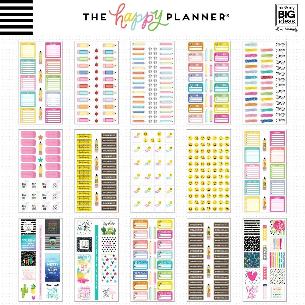 Happy Planner Teachers Rule autocollants Classic x786 maîtresse
