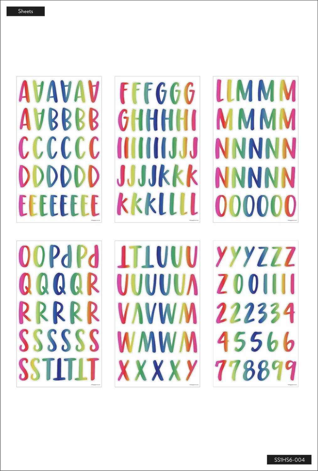 Happy Planner Alphabet Foil stickers lettres arc-en-ciel 178 pièces