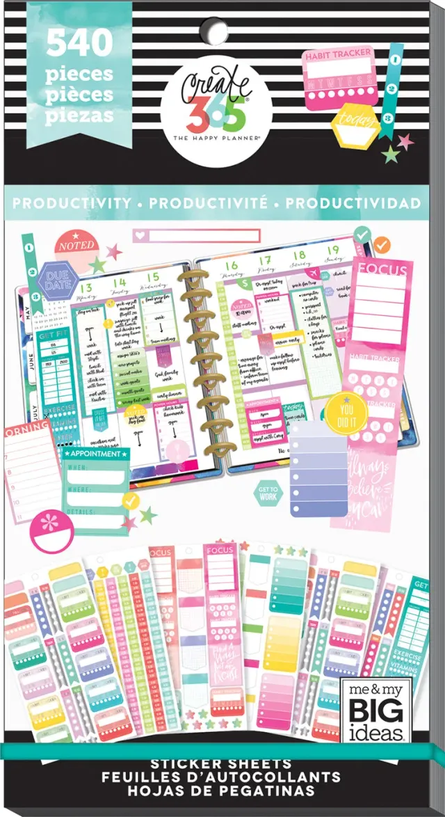 Happy Planner Fill In Productivity stickers classiques 540 pcs