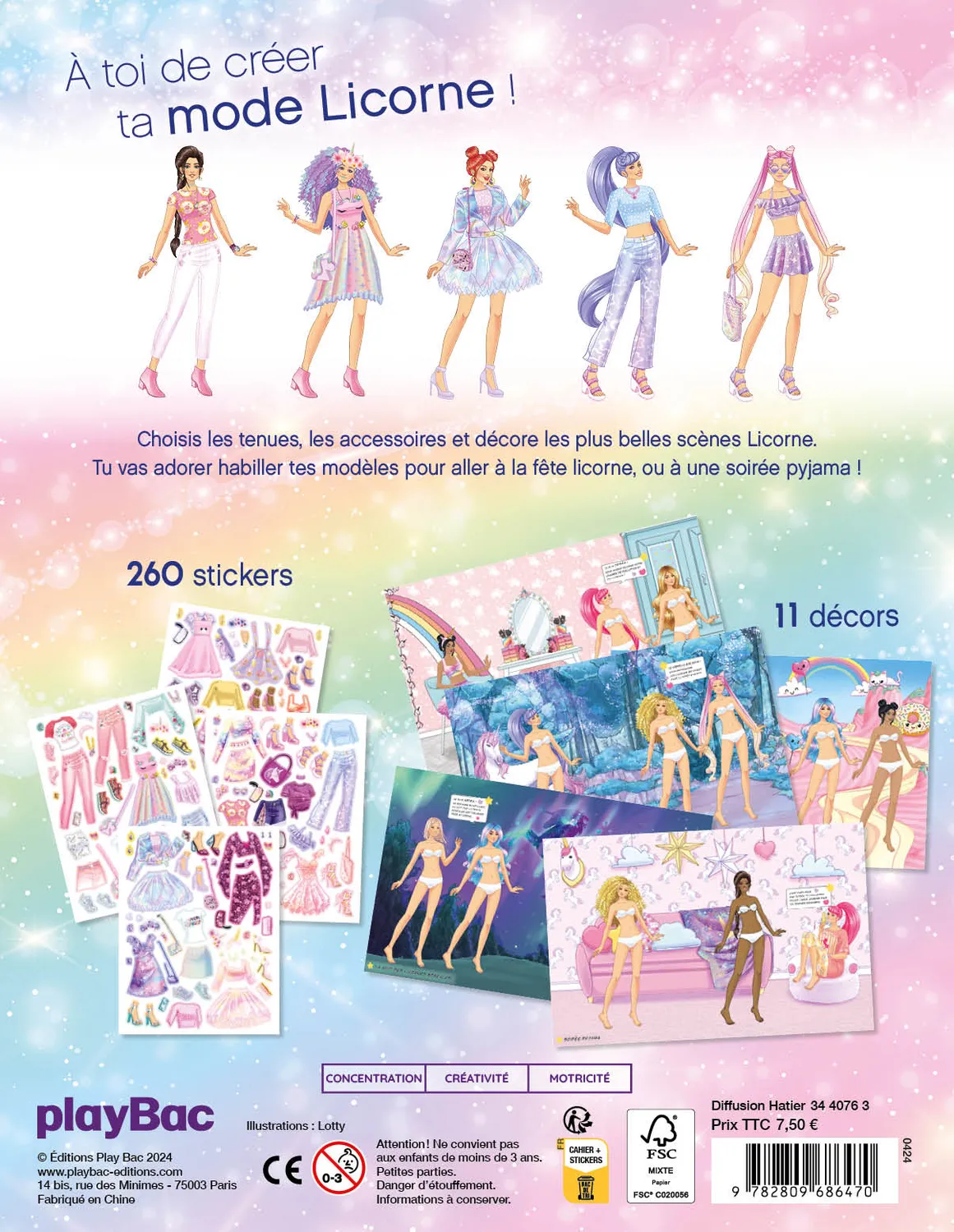 Frigobloc Mes stickers mode Licorne cahier 260 stickers