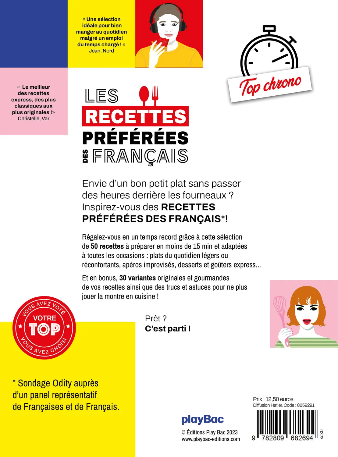Frigobloc Recettes préférées des Français top chrono livre 85 recettes
