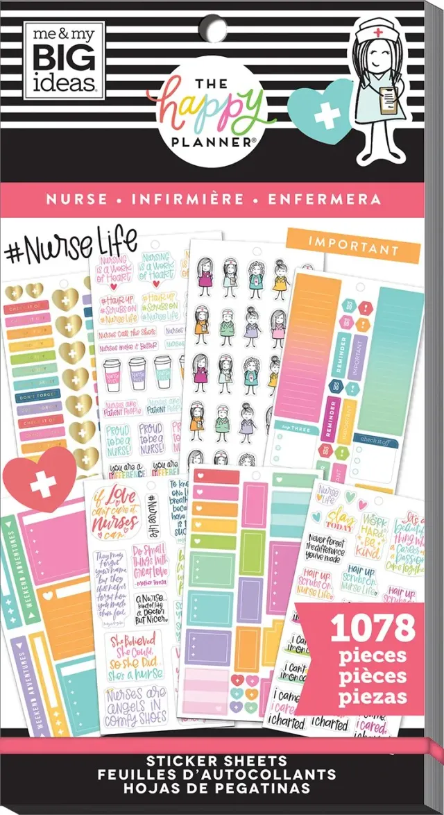 Happy Planner Value Pack Nurse stickers infirmière 1078 pièces