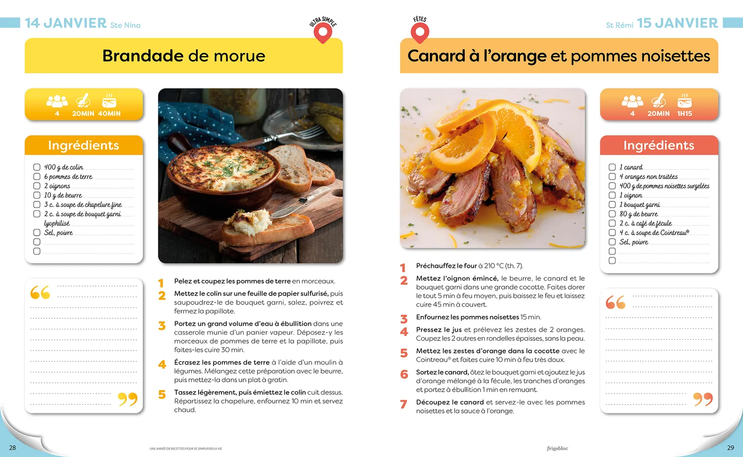 Frigobloc livre de cuisine Une année de recettes 365 idées