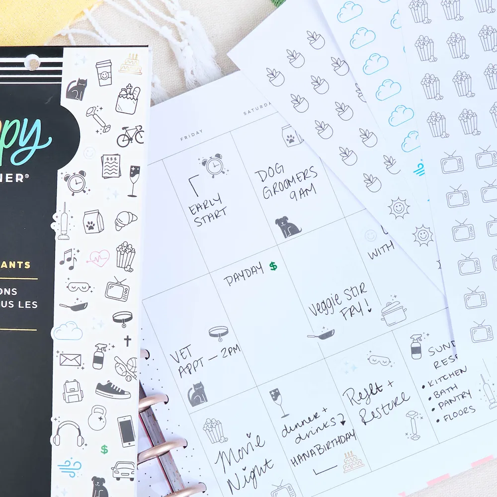 Happy Planner Everyday Neutral Icons stickers icônes neutres 2429