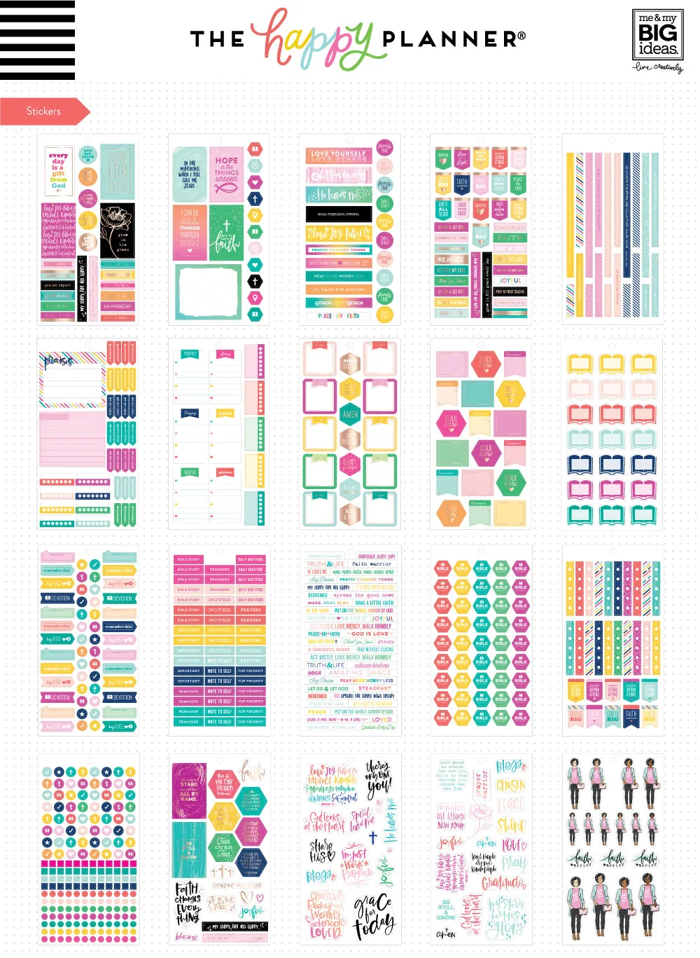 Happy Planner Faith Warrior livre accessoires stickers notes