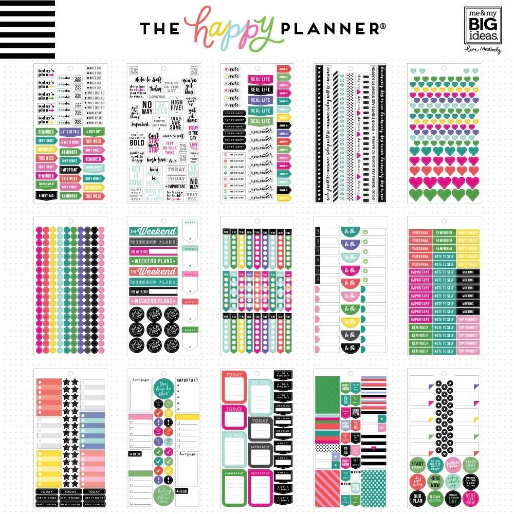 Happy Planner Everyday Plans carnet stickers 30 feuilles 1486 pièces