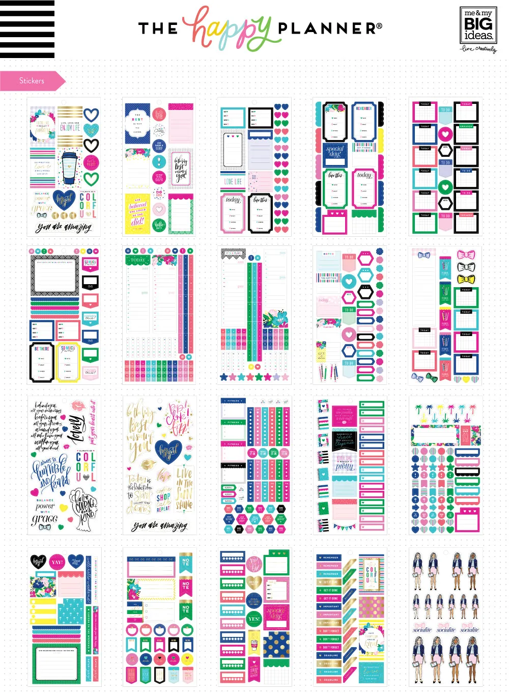 Happy Planner Socialite livre accessoires stickers et notes