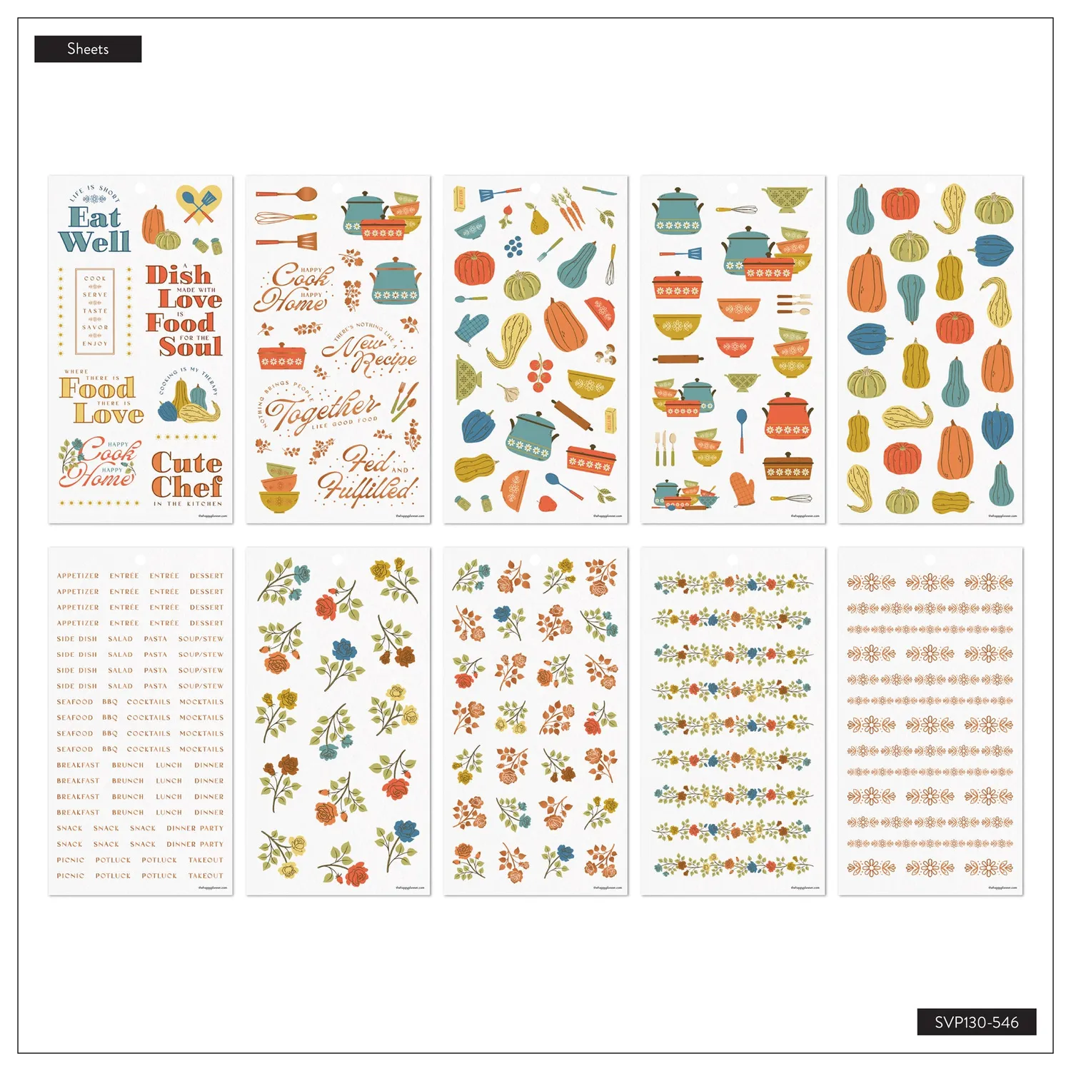 Happy Planner Fall Picnic stickers repas 30 planches