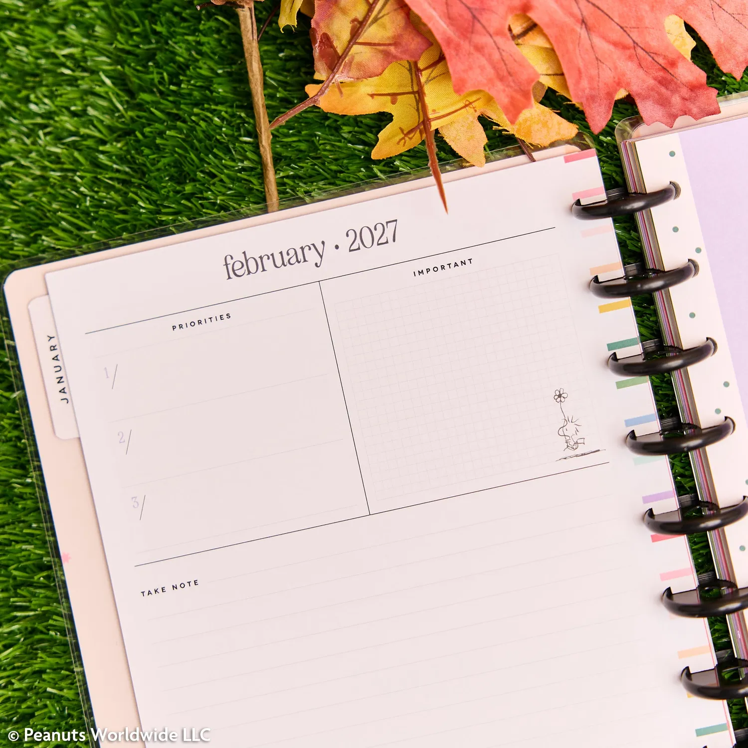 Happy Planner Peanuts 2027 agenda classique horizontale 12 mois