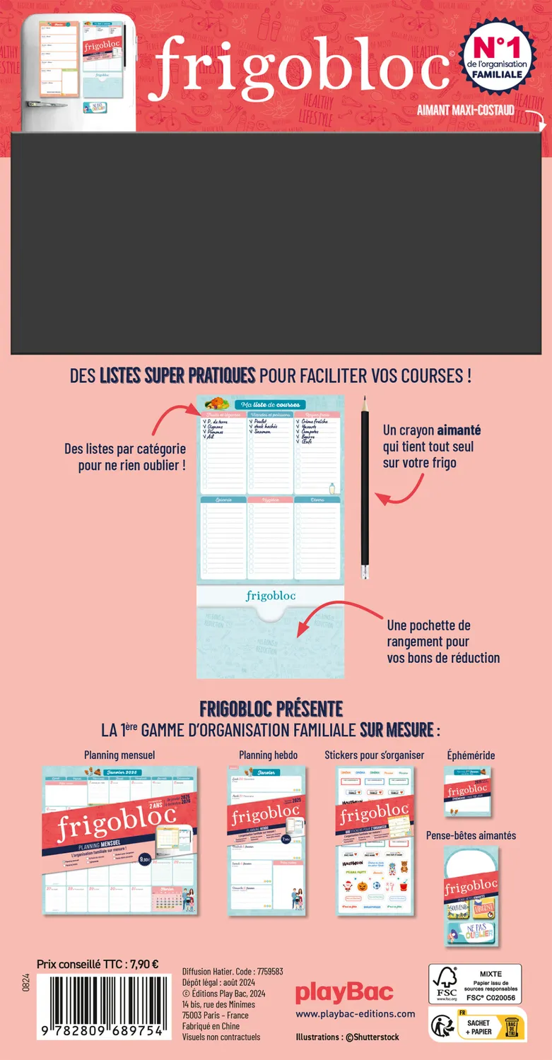 Frigobloc 52 listes de courses bloc aimanté frigo