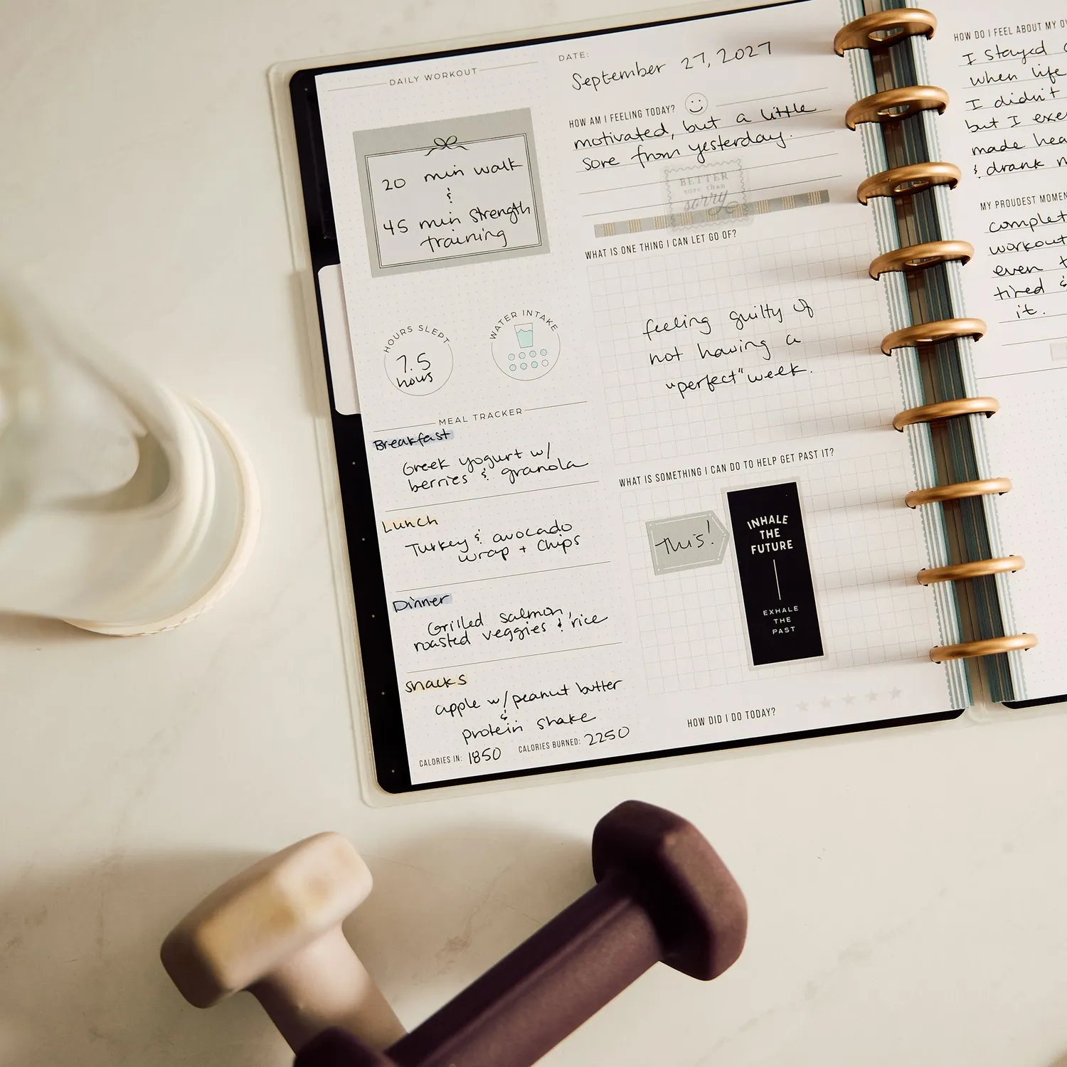 Happy Planner Haven & Heart Fitness Classic journal guidé 80 feuilles