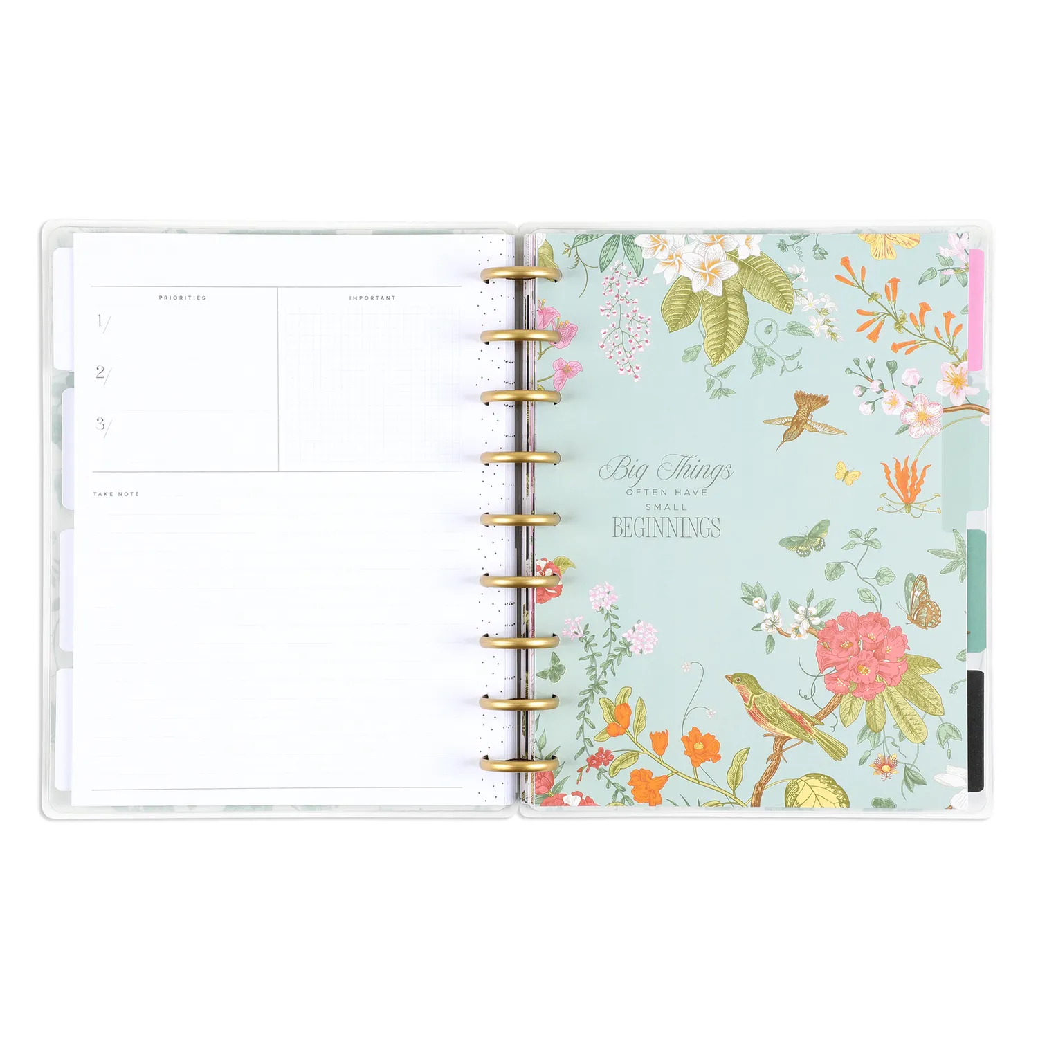 Happy Planner Feathers Flowers agenda vertical non daté