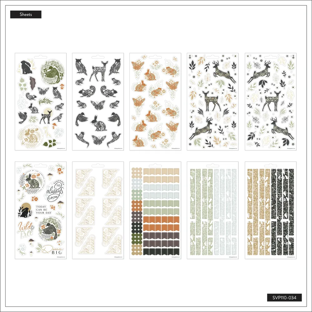 Happy Planner Wild Woods stickers 10 feuilles foret 388