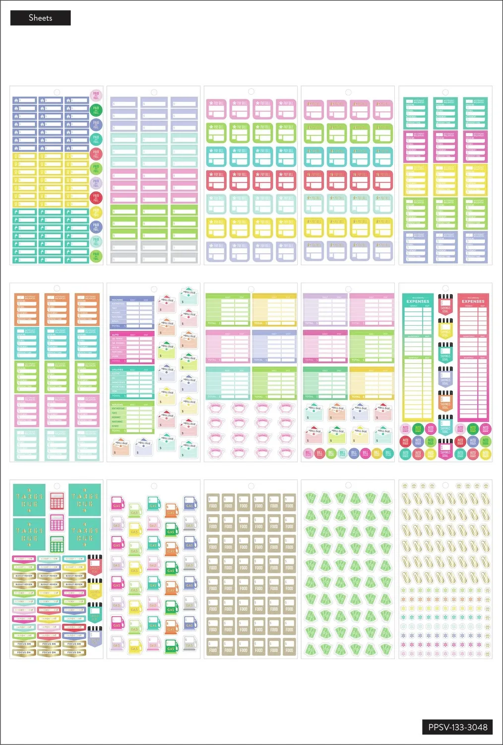 Happy Planner Value Pack Mini Budget stickers 30 planches budget
