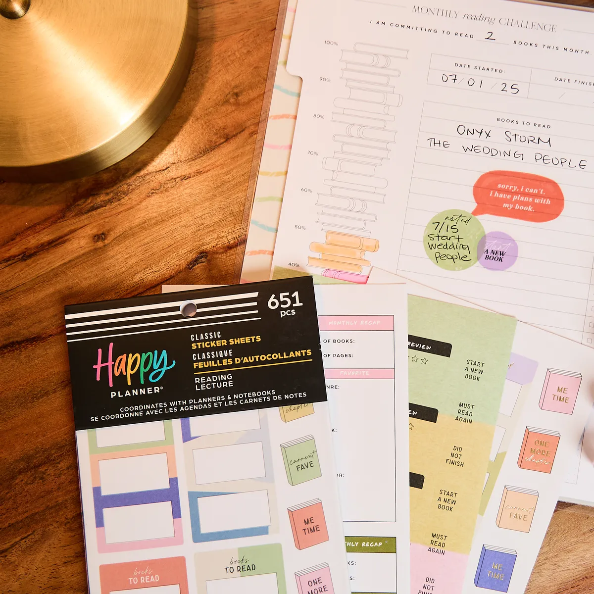 Happy Planner Reading Value Pack stickers lecture dorés 651 pièces