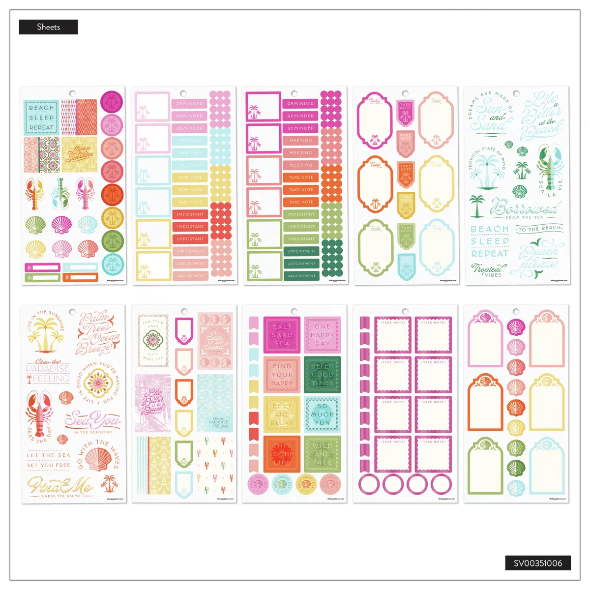 Happy Planner Palm Beach stickers value pack 771 été