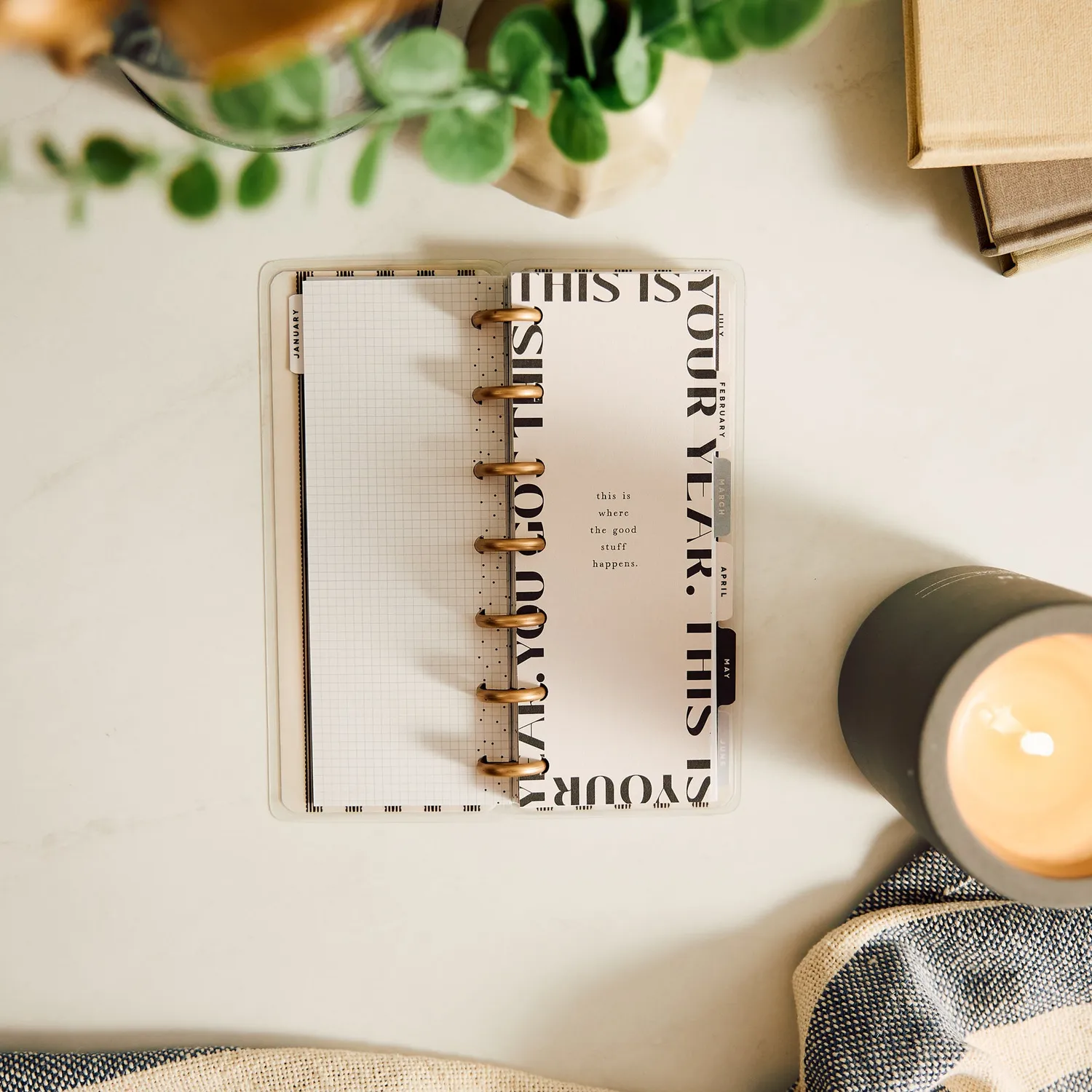 Happy Planner Haven & Heart 2027 Skinny Mini agenda horizontal 12 mois