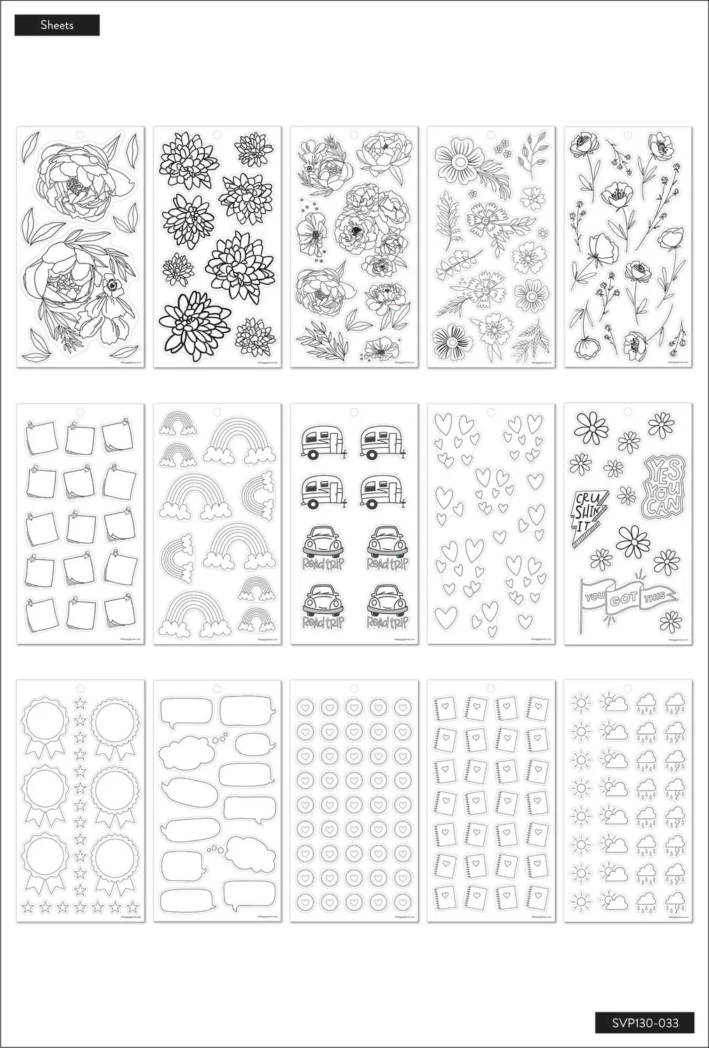 Happy Planner Color Your Own stickers 655 à colorier