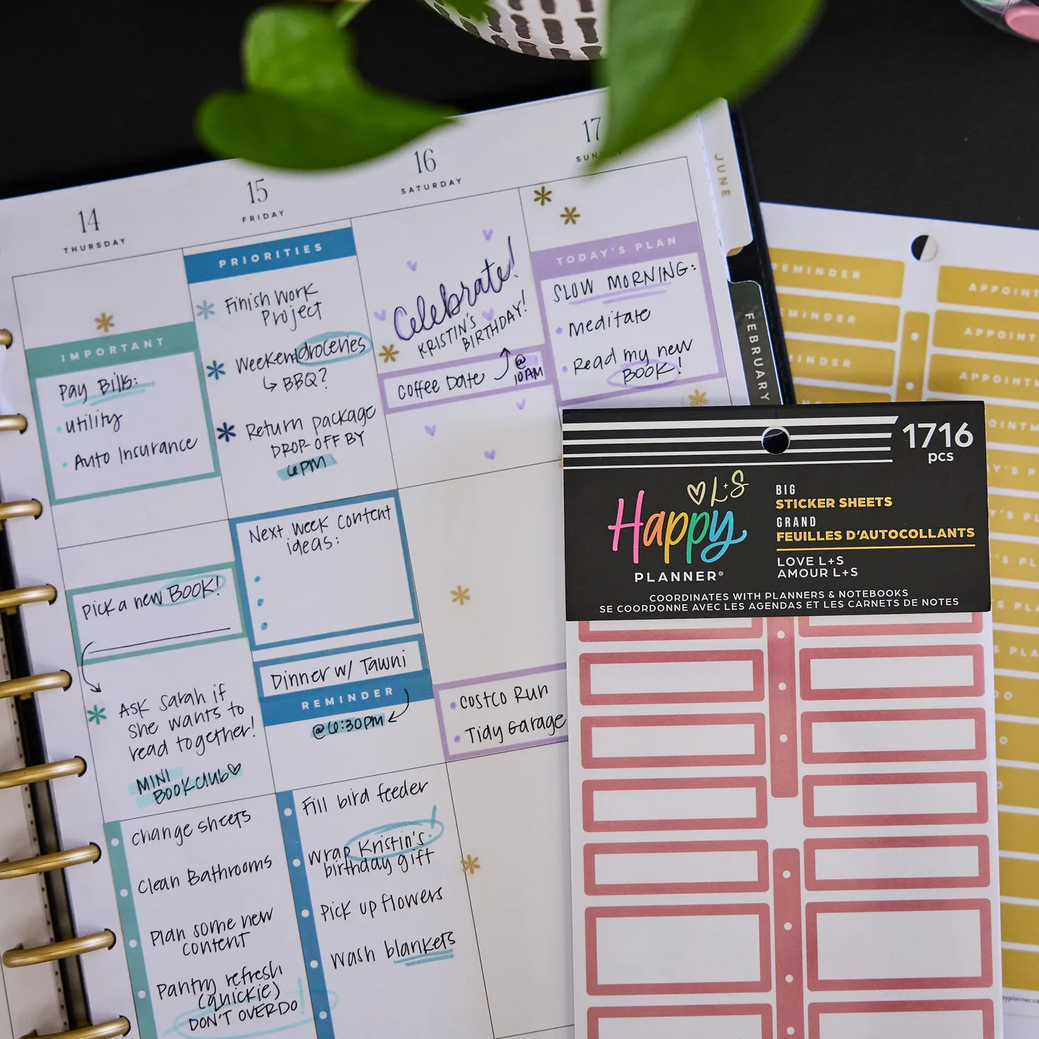Happy Planner Love L+S Big Value Pack stickers couleurs