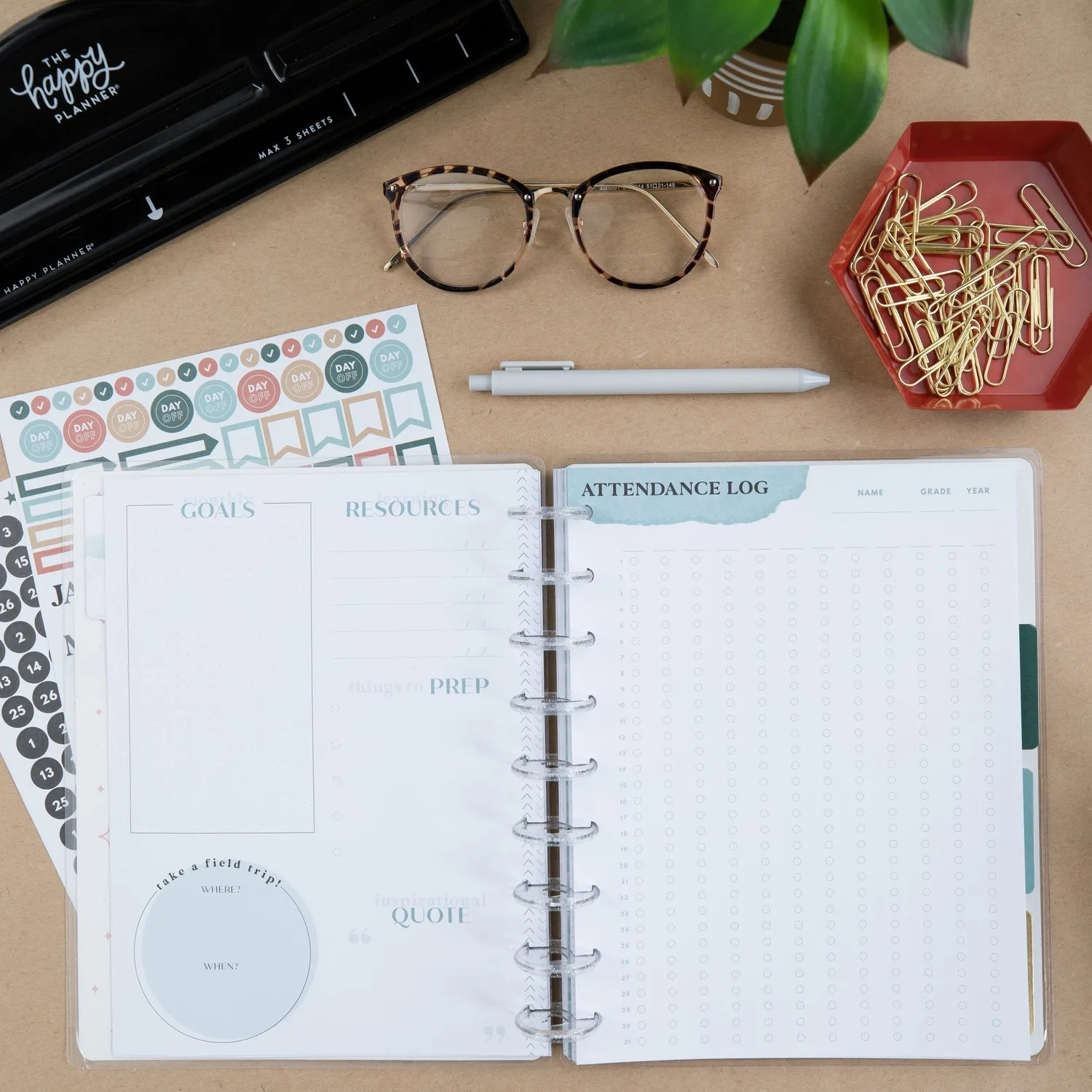 Happy Planner Homeschool recharge Classic école maison