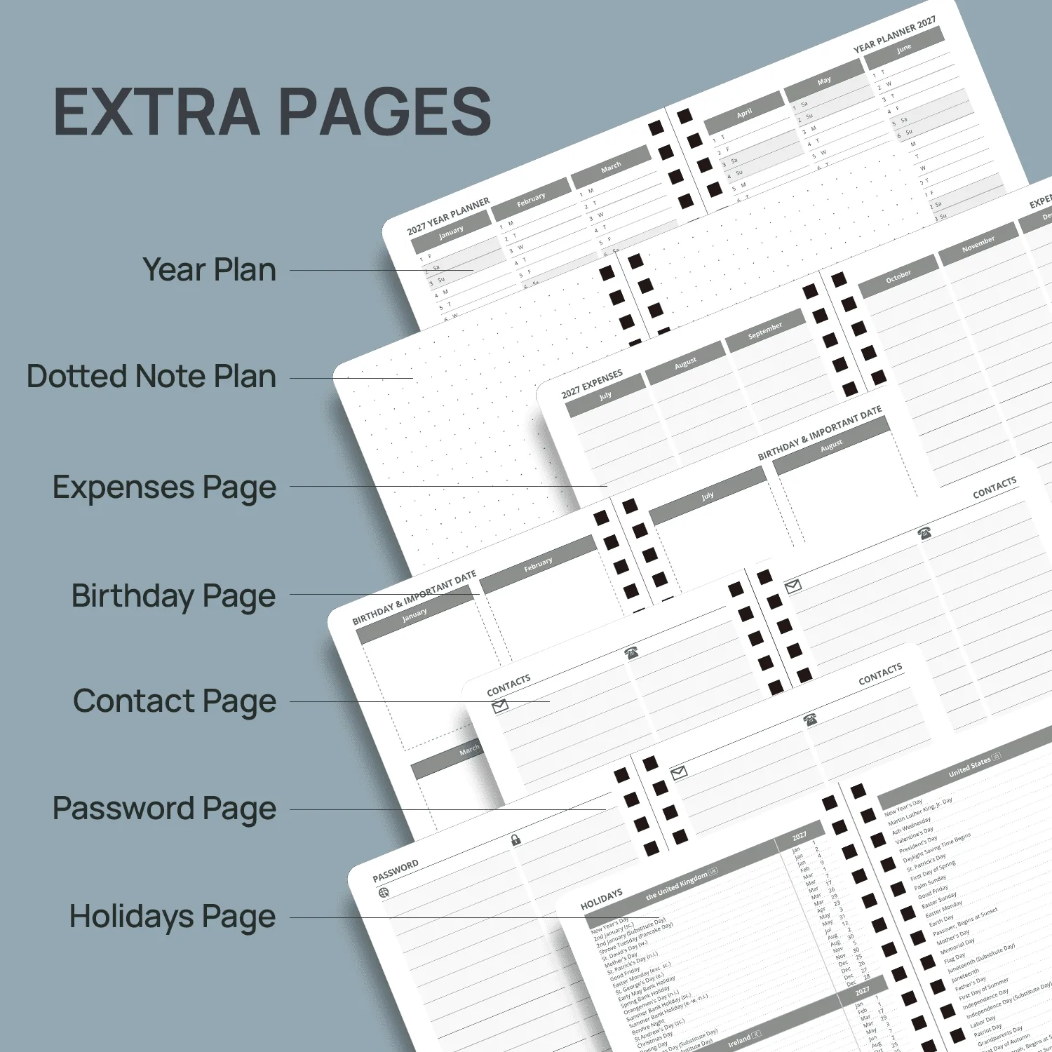Poprun WEHA6-27 agenda hebdomadaire A6 2027 rigide poche