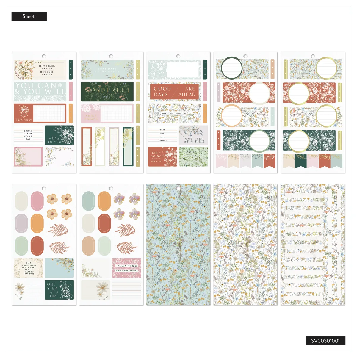 Happy Planner Spring Fields Mini carnet stickers fleurs 536