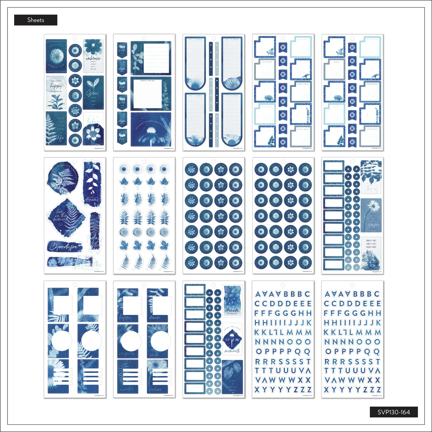 Happy Planner Cyanotype Value Pack carnet autocollants 695 bleu