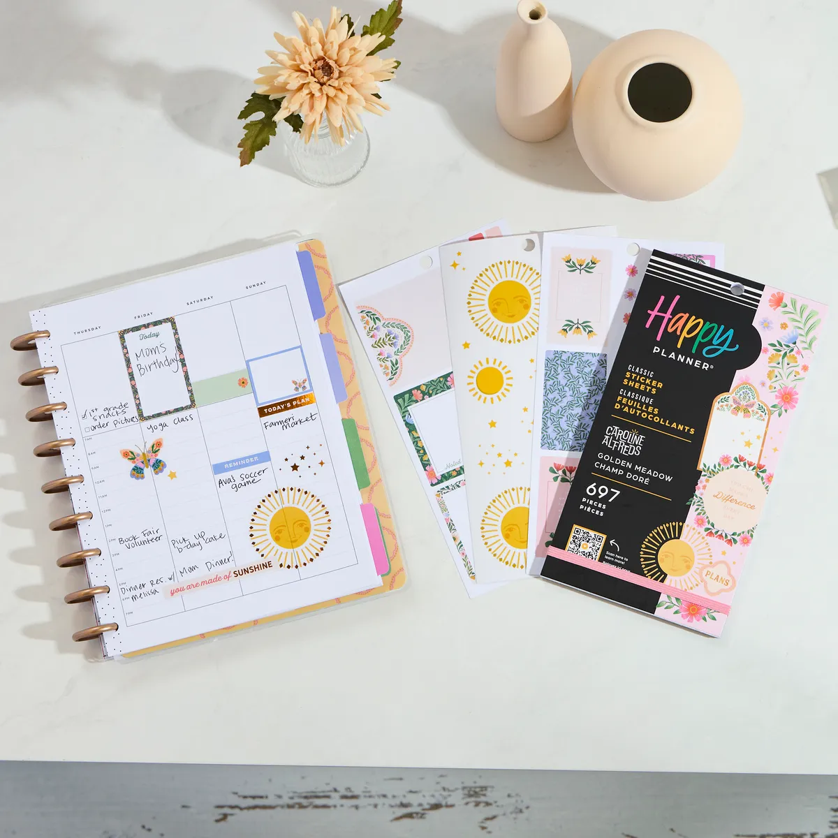 Happy Planner Golden Meadow stickers Classic 697 pièces