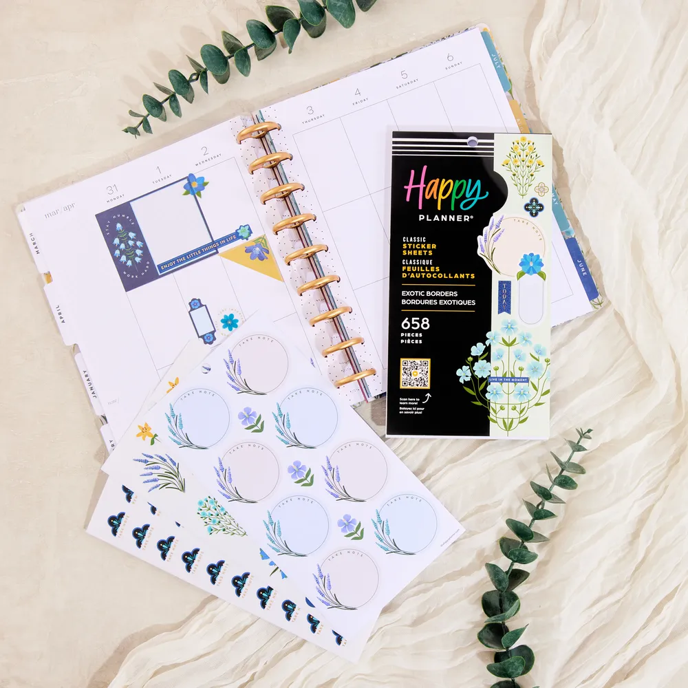 Happy Planner Exotic Borders stickers 658 bordures florales