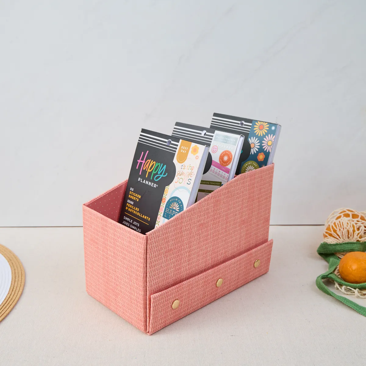 Me & my big ideas Happy Woven Apricot boîte rangement stickers