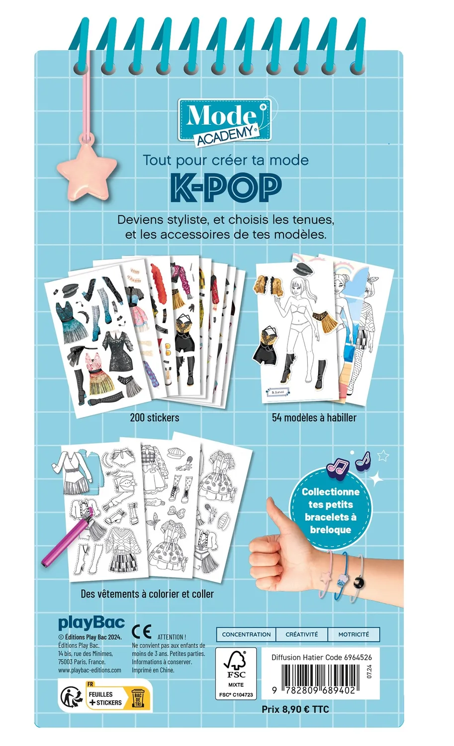 Frigobloc Mode Academy K-pop carnet créatif avec bracelet