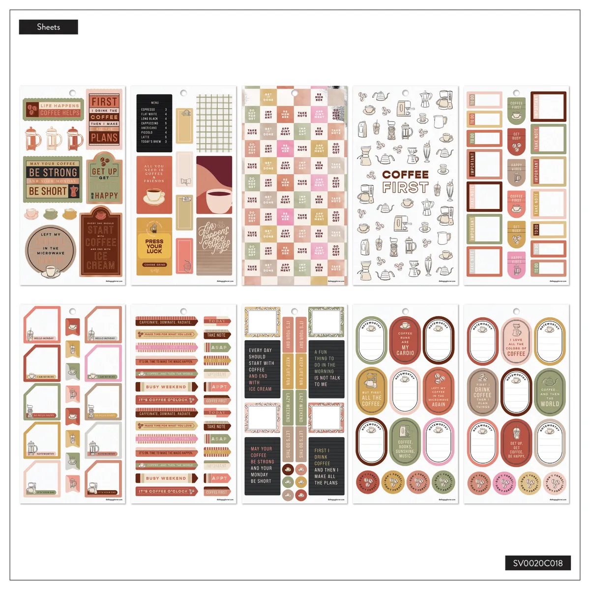 Happy Planner Cafécore Value Pack stickers 715 café