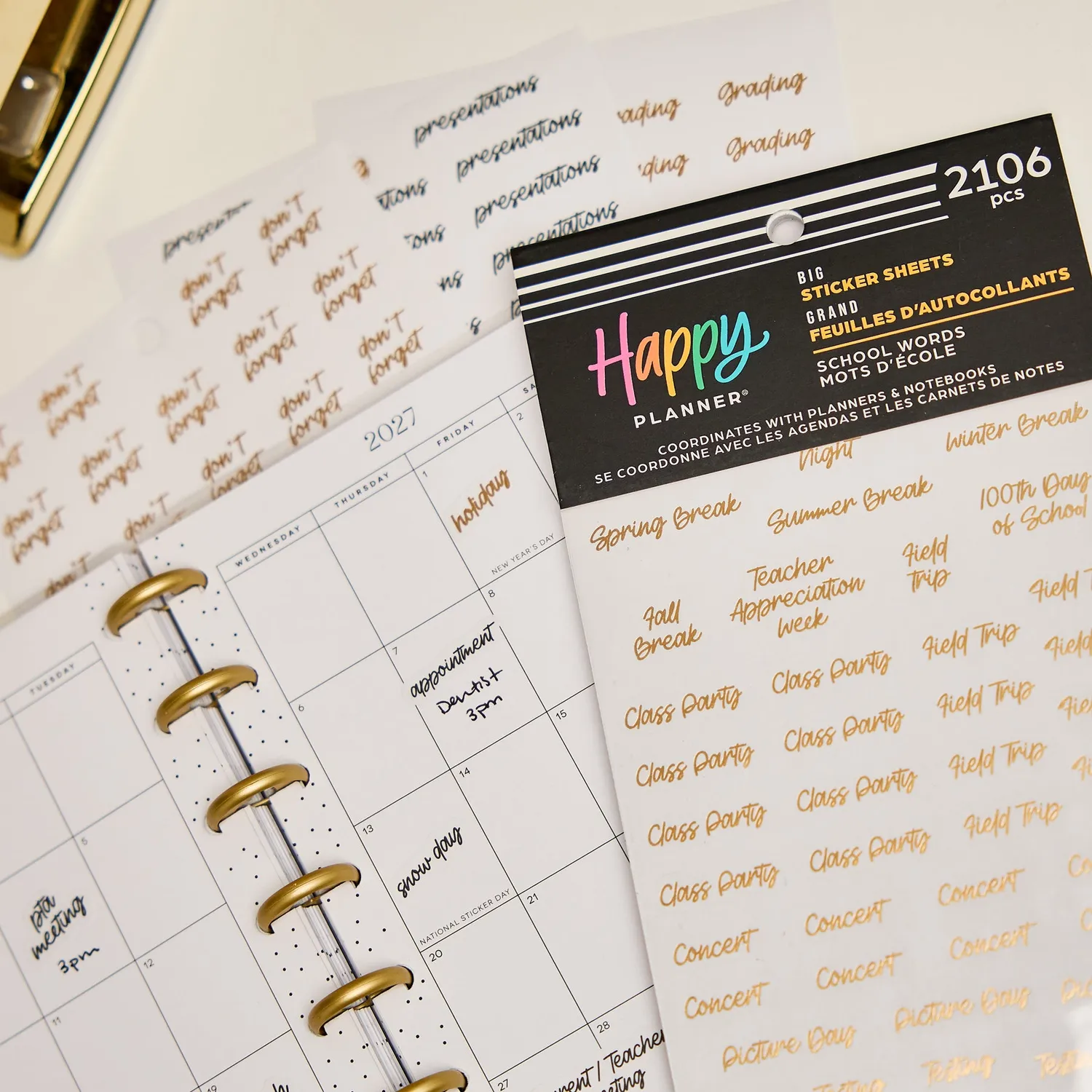 Happy Planner School Words stickers agenda Big école 30 feuilles