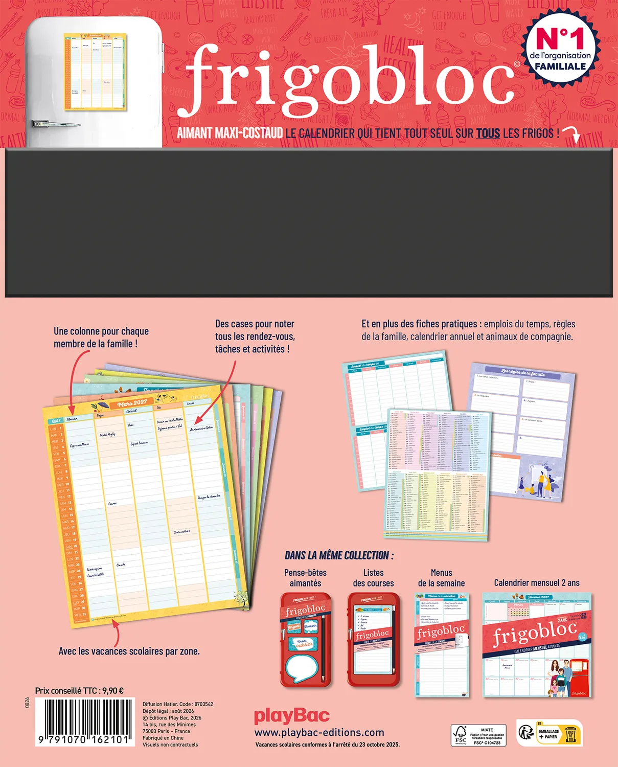 Frigobloc À chacun sa colonne calendrier familial 2027 aimanté