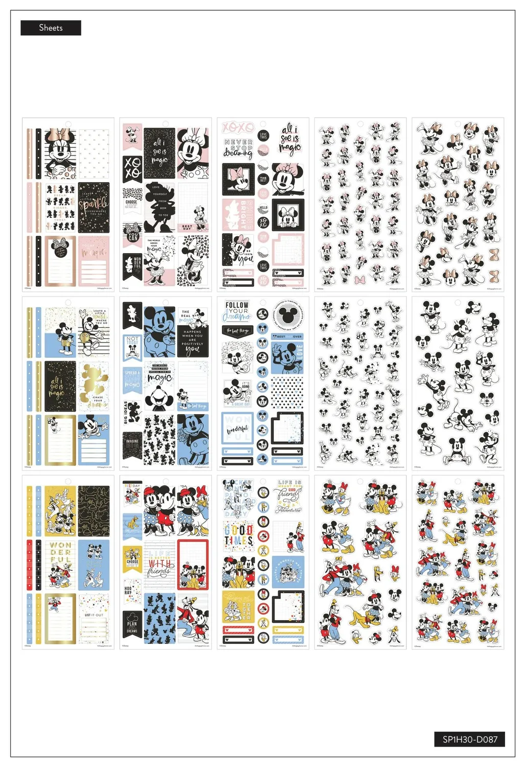 Happy Planner Disney Mickey Magic stickers 582 pièces doré
