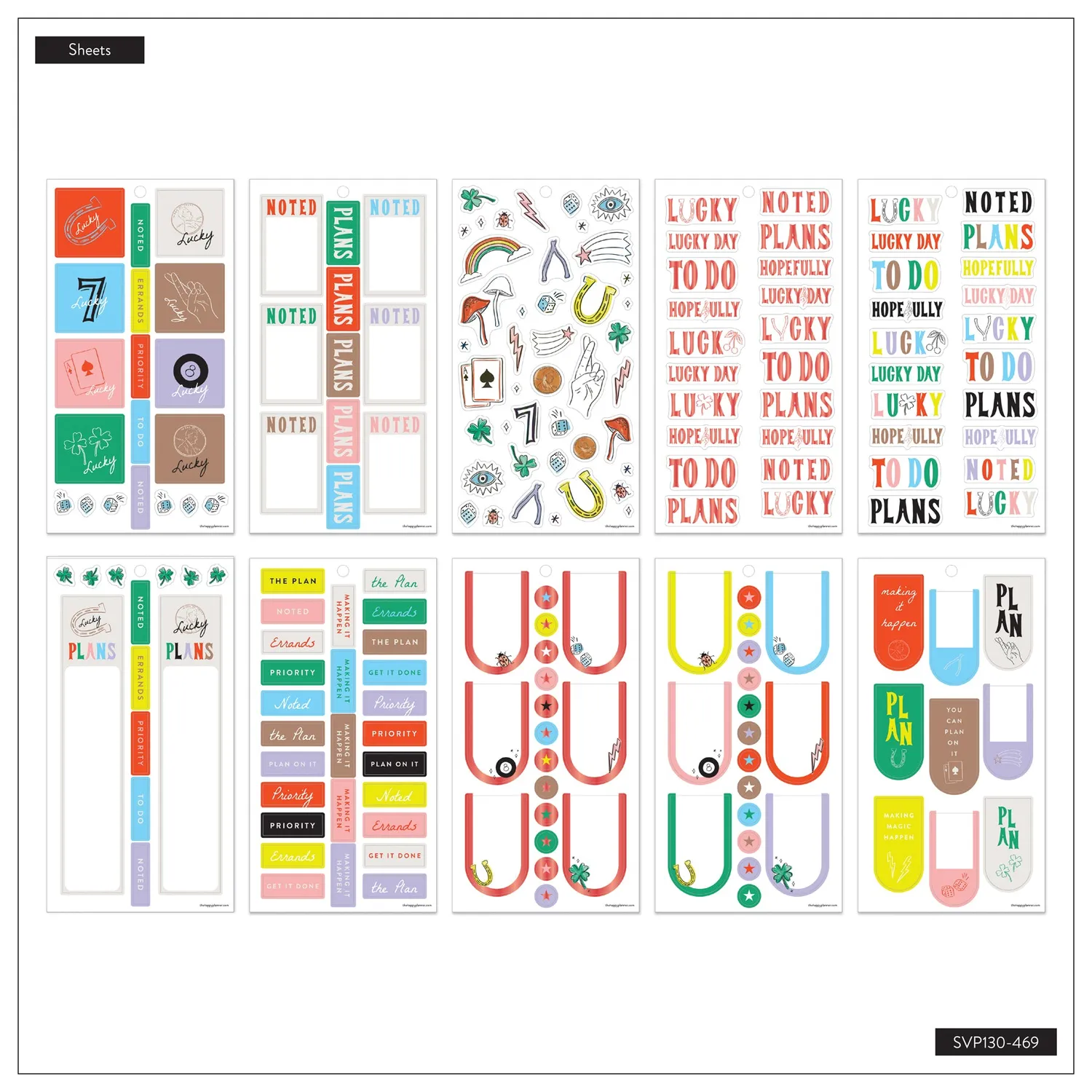 Happy Planner Lucky Day stickers 30 planches porte-bonheur