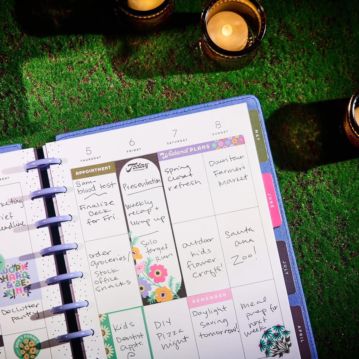 Happy Planner Florescent Florals agenda vertical 2026 Classic brodé