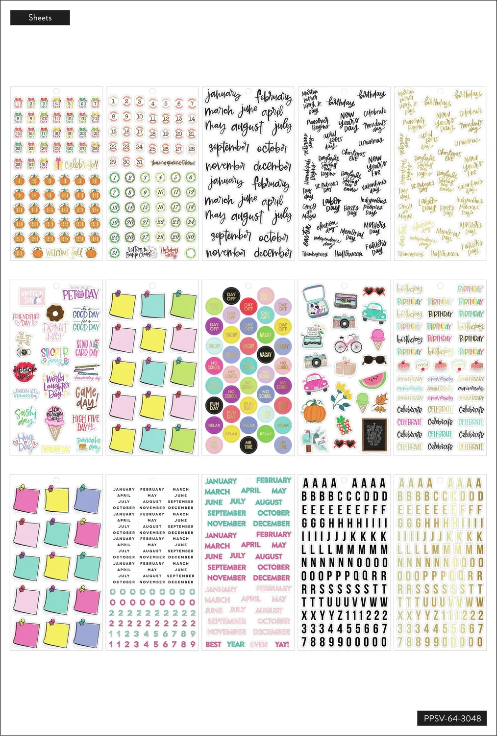 Happy Planner Memory Keeping Dates Holidays 2 stickers 2688 pièces