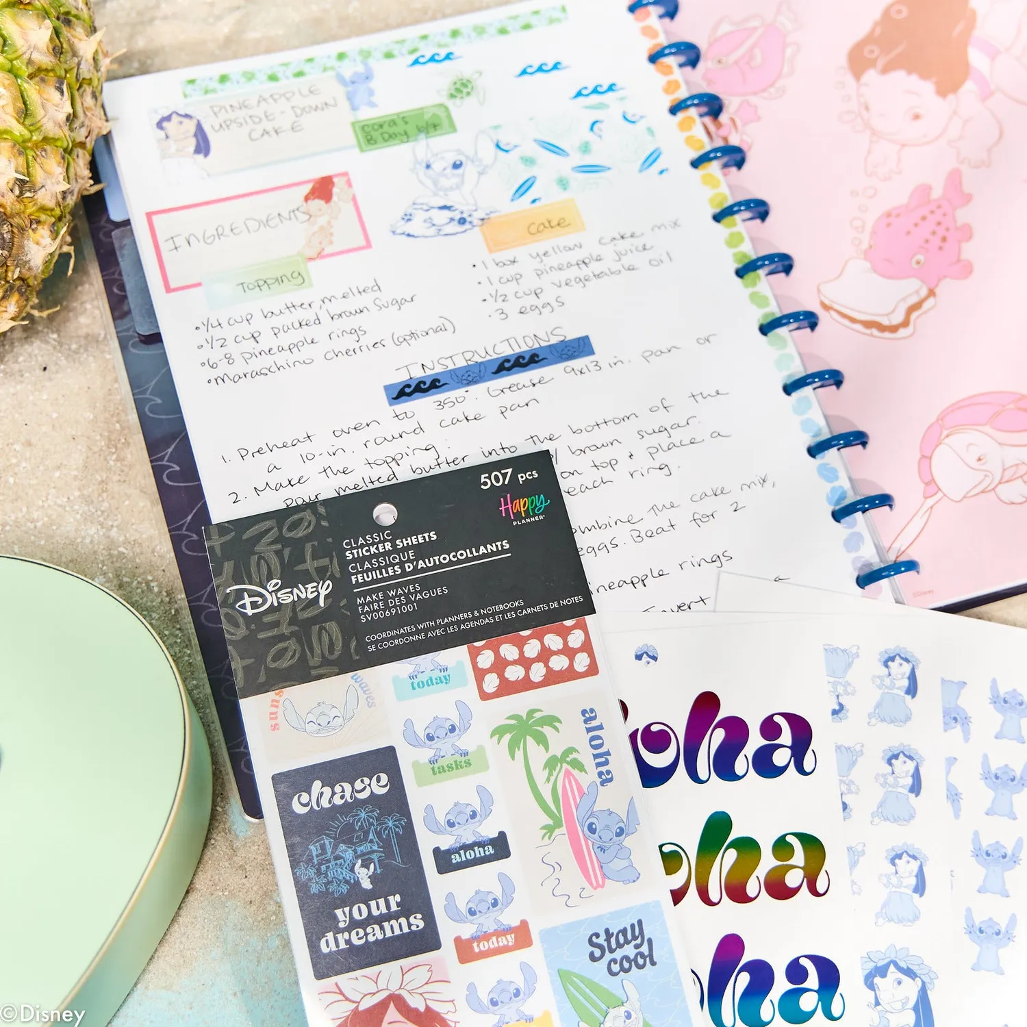 Happy Planner Lilo & Stitch Make Waves stickers tropical 30 feuilles