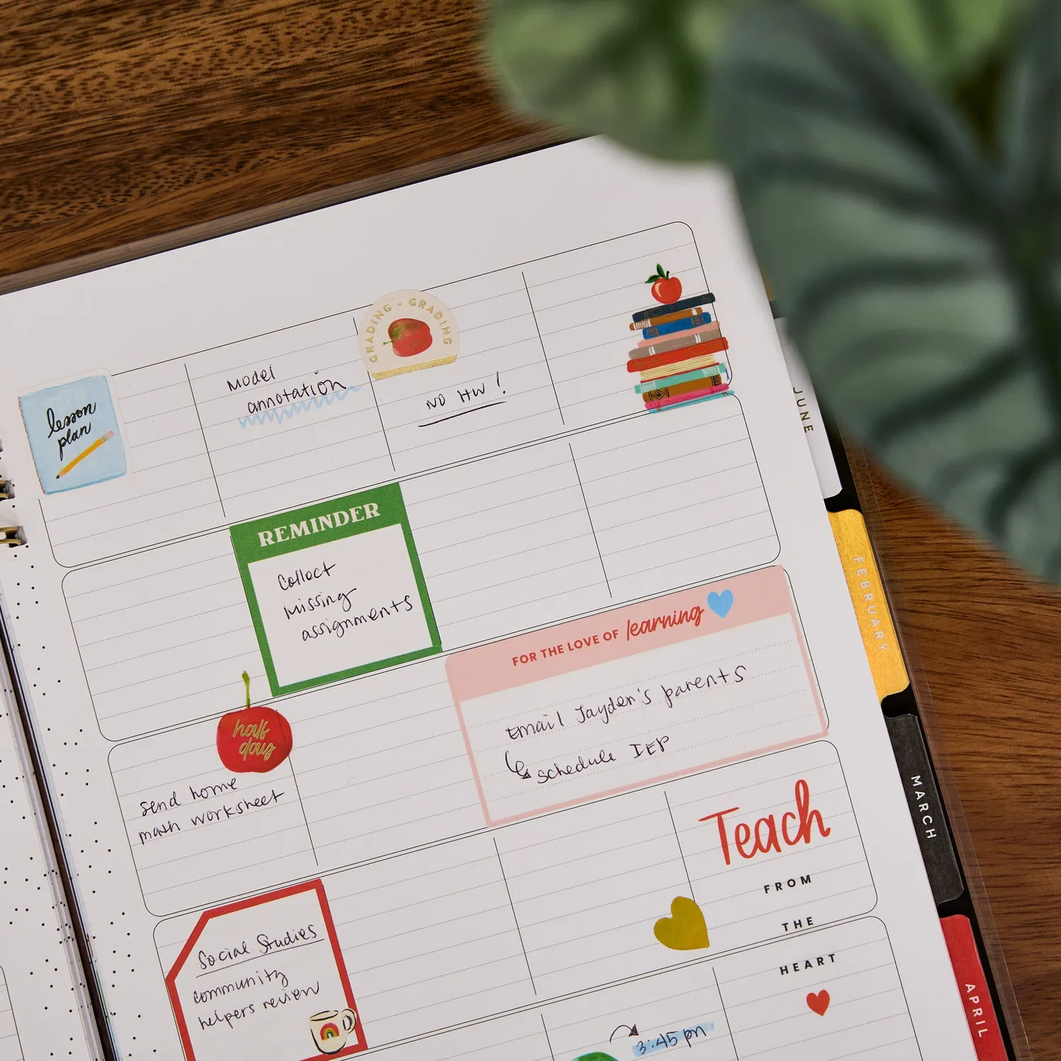 Happy Planner Bright Lessons agenda prof spirale juillet 2026-juin 2027