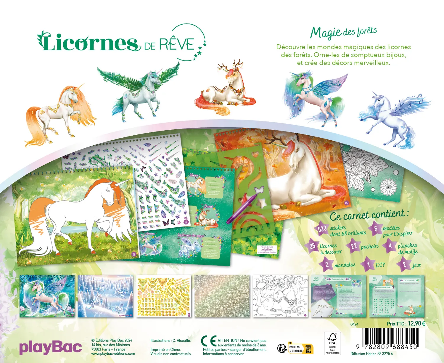Frigobloc Licornes de rêve carnet créatif magie de la forêt 500 stickers
