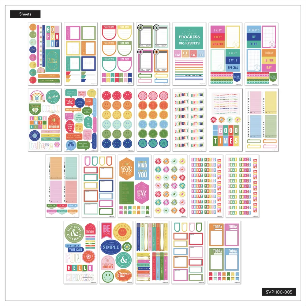 Happy Planner Essentials Mega Value Pack autocollants 100 feuilles vives