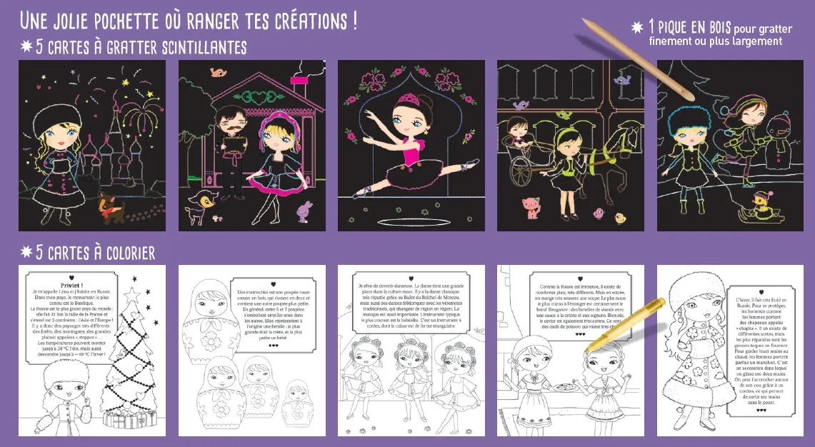 Frigobloc Minimiki Lena en Russie cartes à gratter coloriages