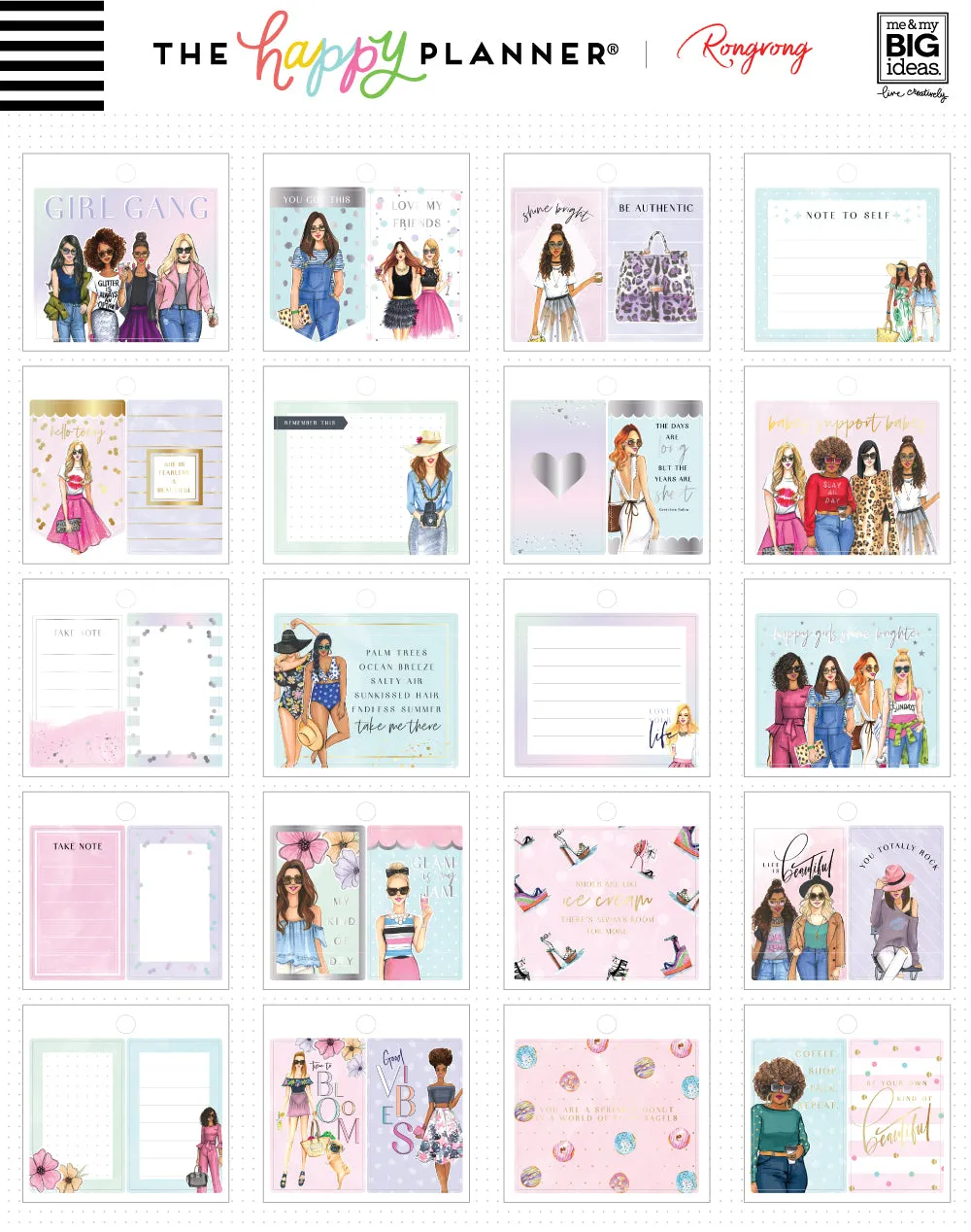 Happy Planner Rongrong Pastel mini stickers pad 31 pièces