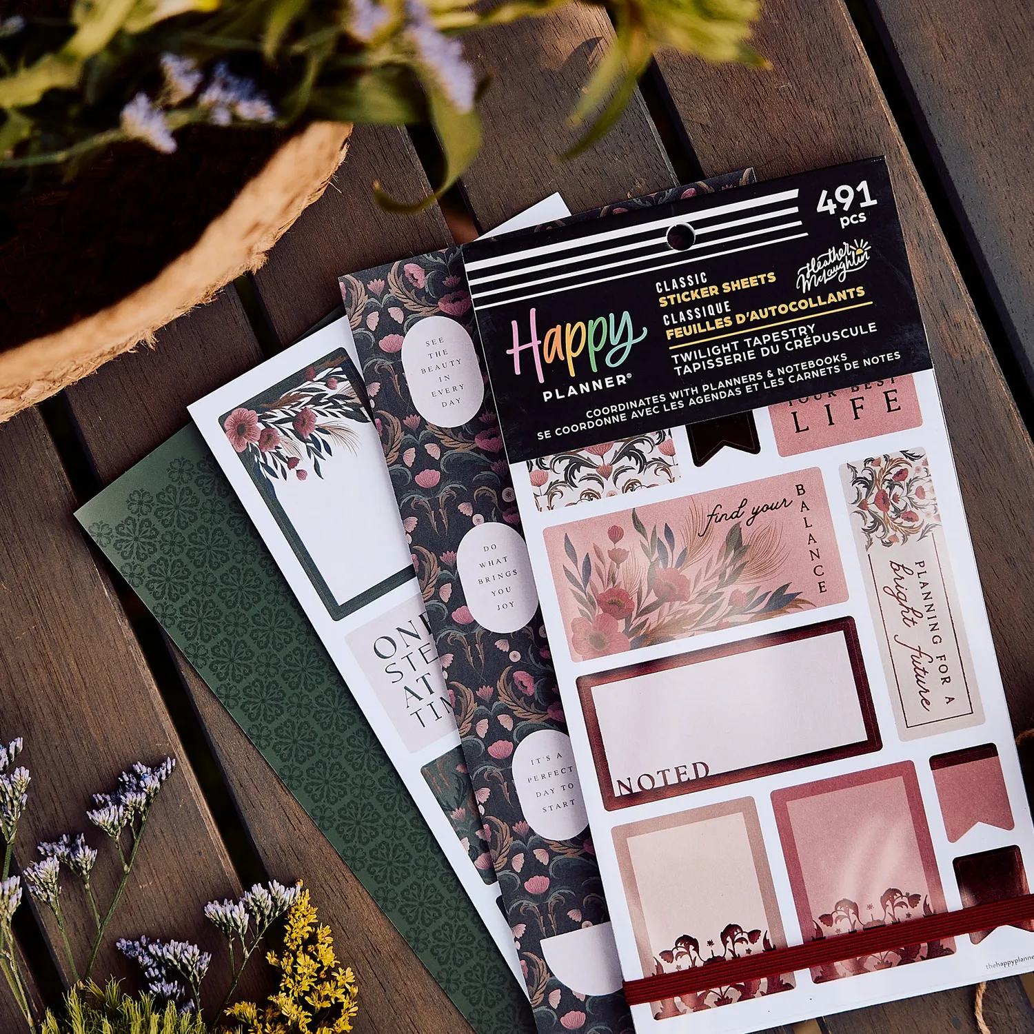 Happy Planner Twilight Tapestry livre stickers 30 feuilles