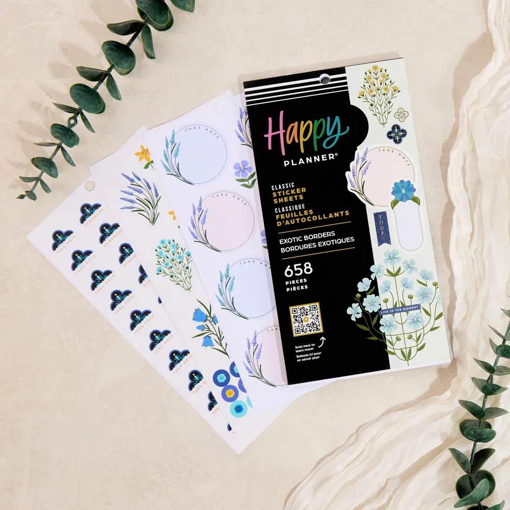 Happy Planner Exotic Borders stickers 658 bordures florales