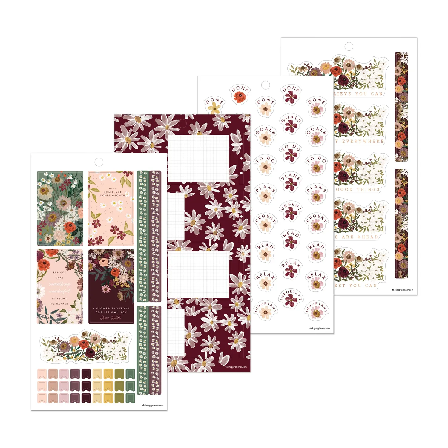 Happy Planner Wildflower Whimsy stickers value pack 30 feuilles floral