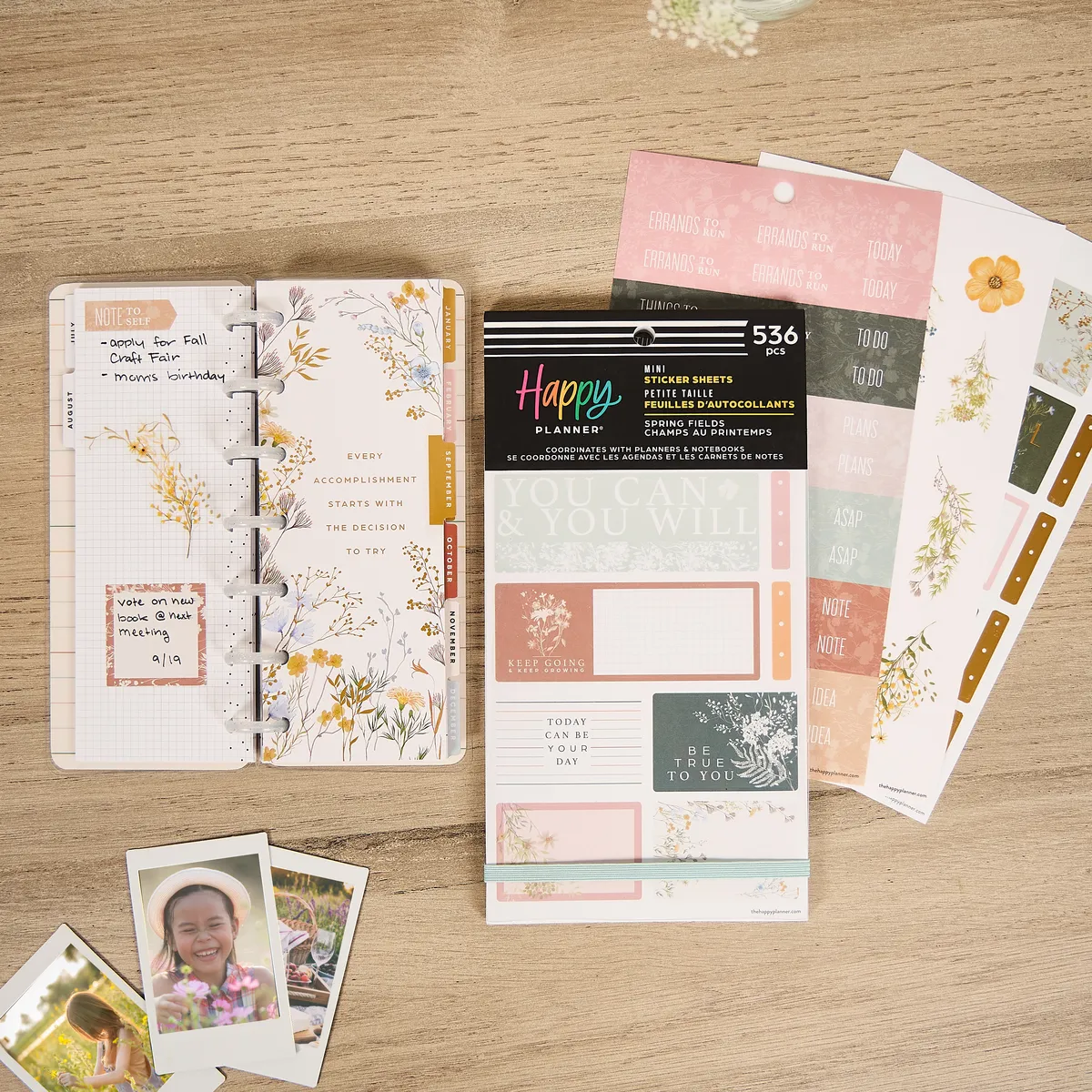 Happy Planner Spring Fields Mini carnet stickers fleurs 536